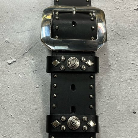 【 42mm Width Hard Leather Guitar Strap / Mix Spots Design 】
