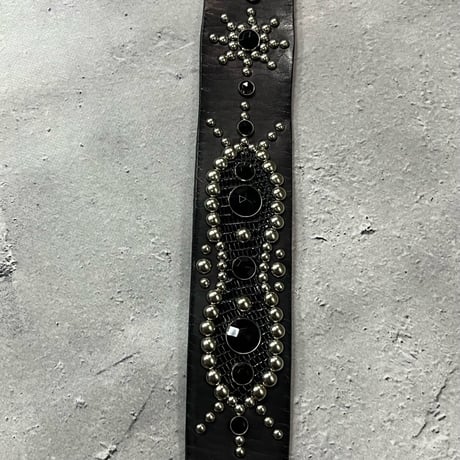 【 42mm Width Vintage Leather Guitar Strap / Vintage Spots Design 001（Silver）】（SUGIZO Model）