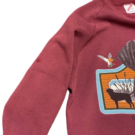 90s JERZEES Dog Print Sweat Shirt Burgundy
