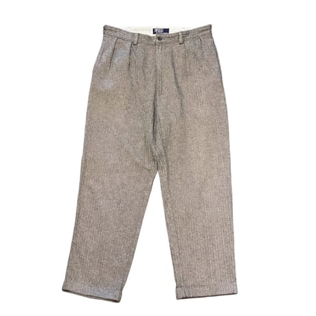 90s- Polo Ralph Lauren Herringbone Cotton Two Tuck Slacks