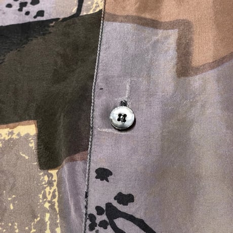 90s- BACHRACH All Over Print Silk Shirt