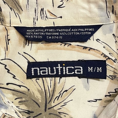 90s- Nautica All Over Print Rayon/Cotton Shirt