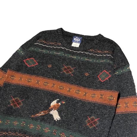 80s- Woolrich Duck Pattern Wool Sweater