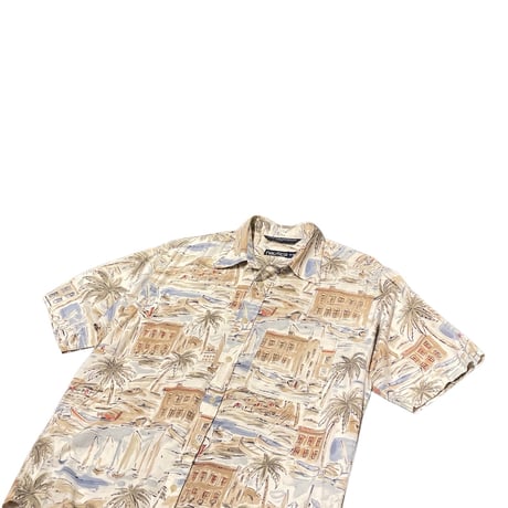 90s- Nautica All Over Print Rayon/Cotton Shirt