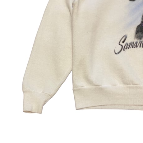 90s JERZEES Dog Print Sweat Shirt White