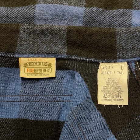 90s- FIVE BROTHER Heavyweight Flannel Shirt