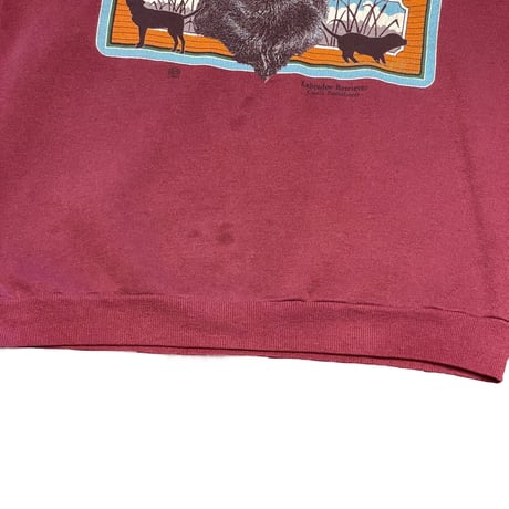 90s JERZEES Dog Print Sweat Shirt Burgundy
