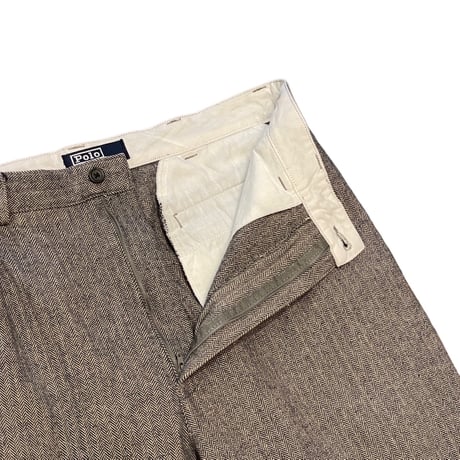 90s- Polo Ralph Lauren Herringbone Cotton Two Tuck Slacks