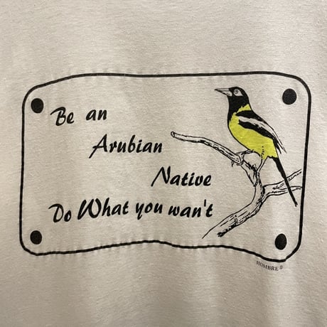 80s- Paradise Island Message Bird Print T-Shirt