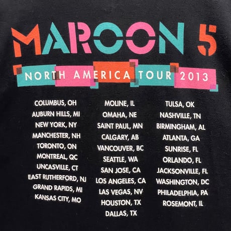 13’s American Apparel MAROON 5 TOUR T-Shirt