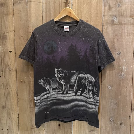 90s anvil Wolf All Over Print T-Shirt