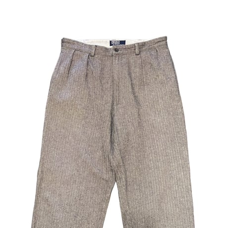 90s- Polo Ralph Lauren Herringbone Cotton Two Tuck Slacks