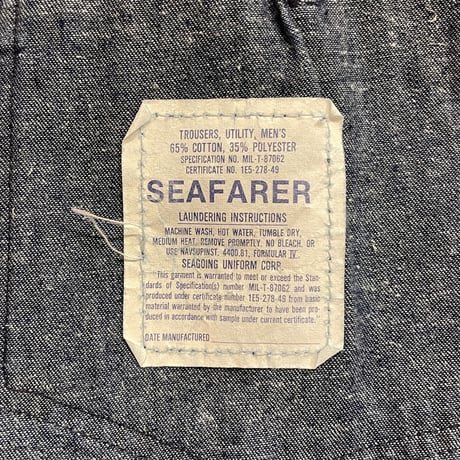 80s- U.S. NAVY Utility Denim Trousers W36