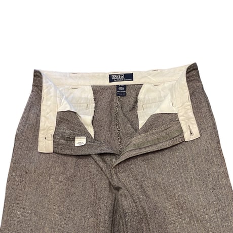 90s- Polo Ralph Lauren Herringbone Cotton Two Tuck Slacks