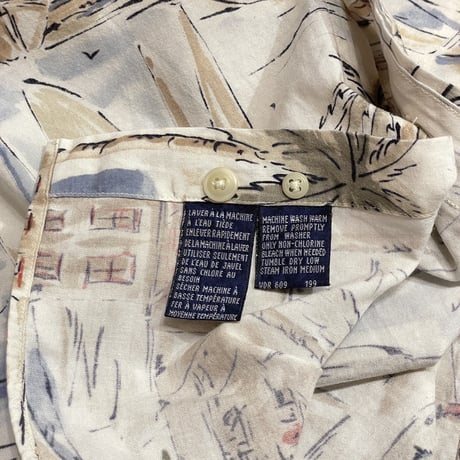 90s- Nautica All Over Print Rayon/Cotton Shirt