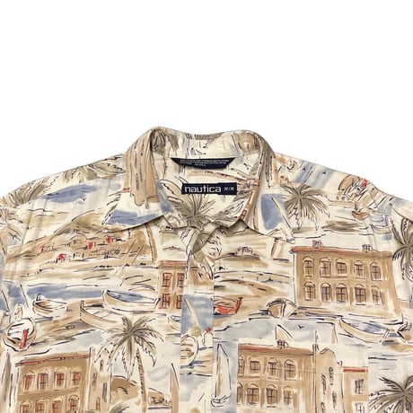 90s- Nautica All Over Print Rayon/Cotton Shirt