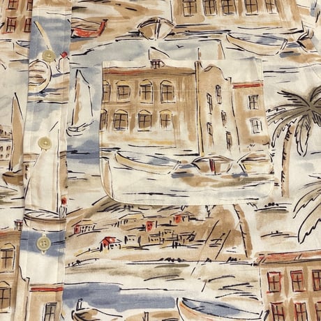 90s- Nautica All Over Print Rayon/Cotton Shirt