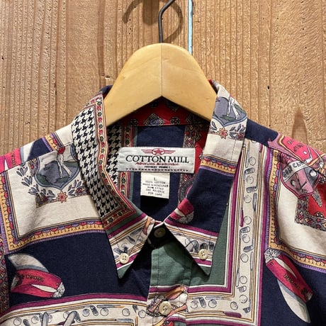 90s- COTTON MILL Golf Pattern Cotton Shirt