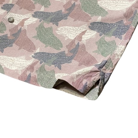 00s- Eddie Bauer Fish Print Cotton/Poly Shirt