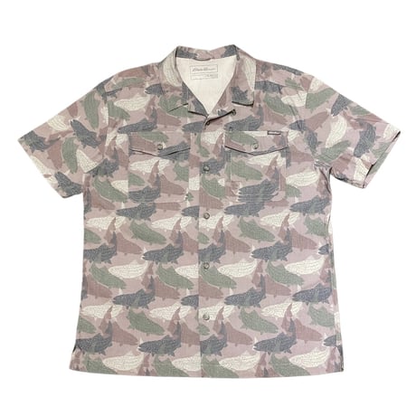00s- Eddie Bauer Fish Print Cotton/Poly Shirt