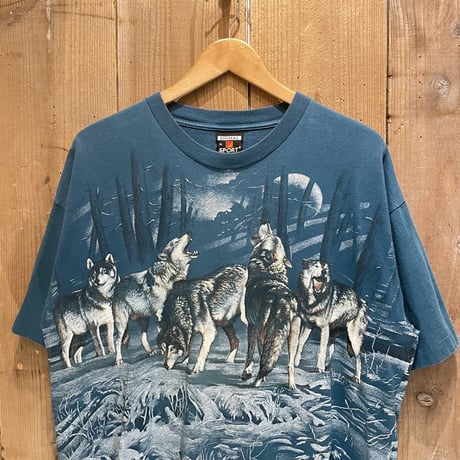 90s SIGNAL SPORT Wolf All Over Print T-Shirt