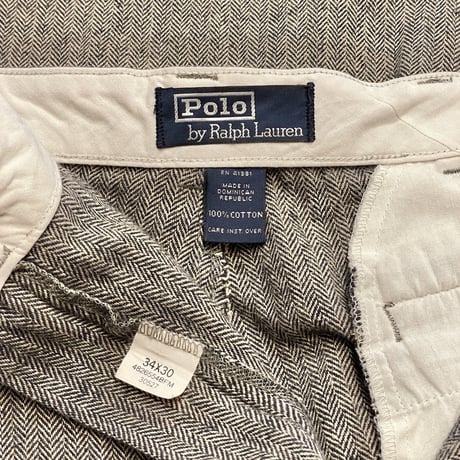 90s- Polo Ralph Lauren Herringbone Cotton Two Tuck Slacks