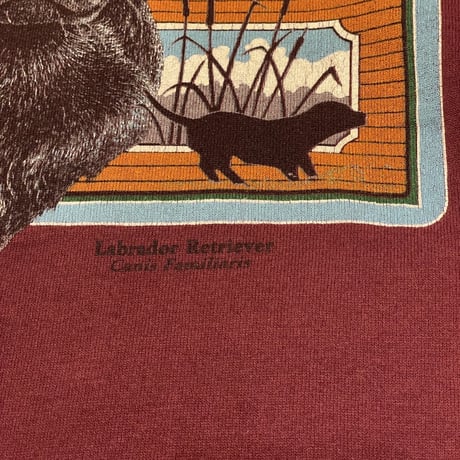 90s JERZEES Dog Print Sweat Shirt Burgundy