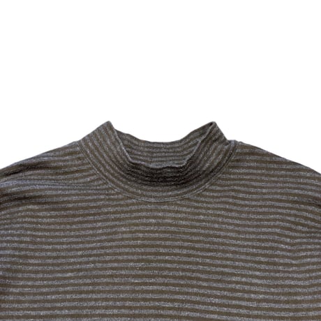 00s- L.L.Bean Striped mockneck Cotton Shirt