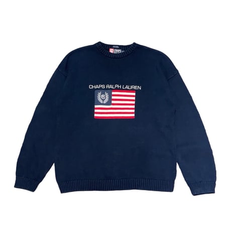90s CHAPS RALPH LAUREN Flag Cotton Sweater
