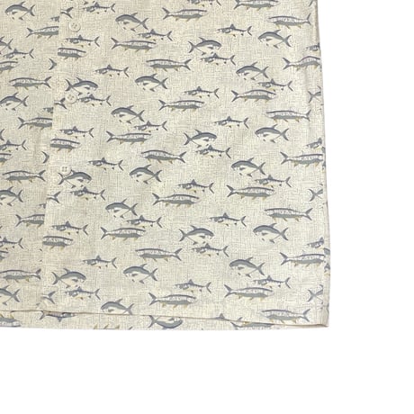 90s ORVIS Fish Pattern Open Collar Shirt