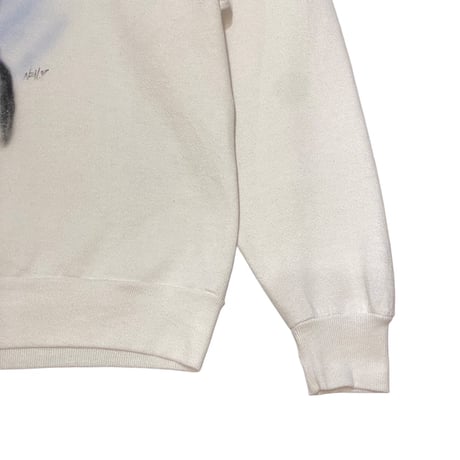 90s JERZEES Dog Print Sweat Shirt White