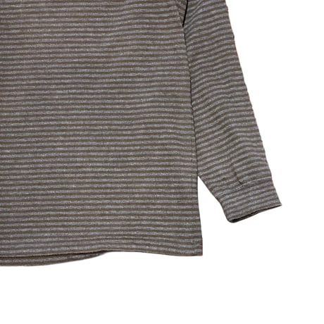 00s- L.L.Bean Striped mockneck Cotton Shirt