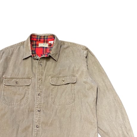 90s L.L.Bean Flannel Lined Safari Cloth Shirt