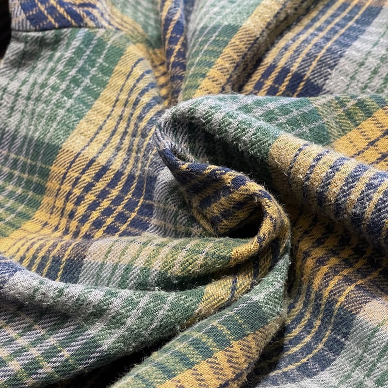 90s FIVE BROTHER flannel shirt GRN× BLK FiveBrother, Men's Heavyweight Flannel Shirt Regular Fit