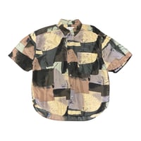 90s- BACHRACH All Over Print Silk Shirt