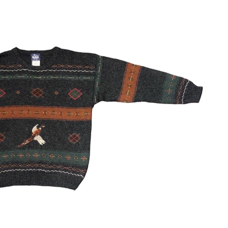 80s- Woolrich Duck Pattern Wool Sweater