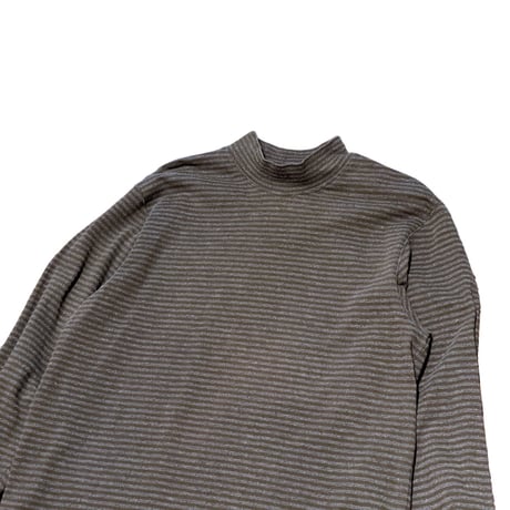 00s- L.L.Bean Striped mockneck Cotton Shirt
