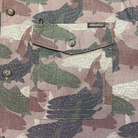 00s- Eddie Bauer Fish Print Cotton/Poly Shirt