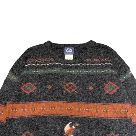 80s- Woolrich Duck Pattern Wool Sweater