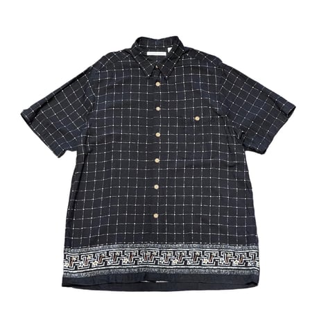 00s- KNIGHTSBRIDGE All Over Print Rayon Shirt