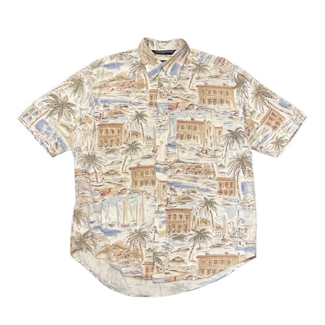 90s- Nautica All Over Print Rayon/Cotton Shirt