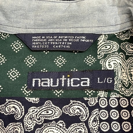 90s- Nautica Paisley Cotton B.D Shirt
