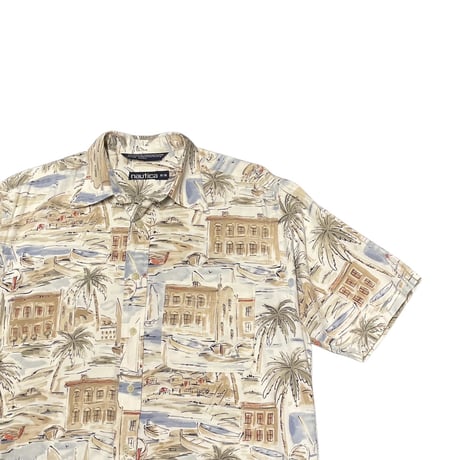 90s- Nautica All Over Print Rayon/Cotton Shirt