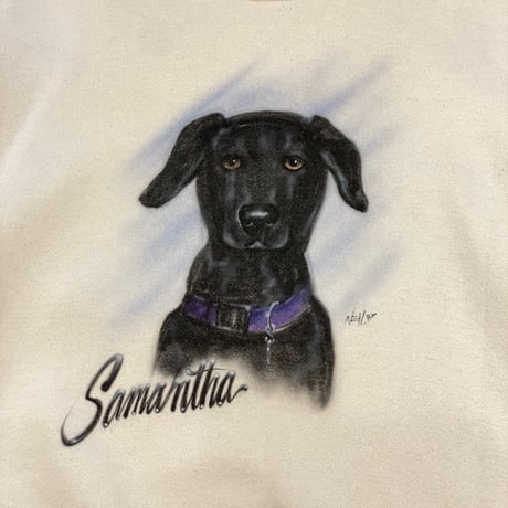90s JERZEES Dog Print Sweat Shirt White