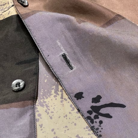 90s- BACHRACH All Over Print Silk Shirt