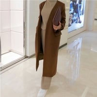 ノーカラーシンプル　ロングコート（２カラー）