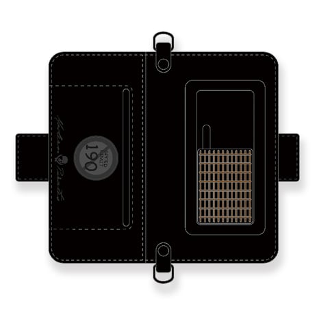 IKUO×MODERN PIRATES Leather Smartphone Wallet Case / Black Pyramid Spots Design