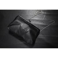 Leather 24cm Rounded Corner Clasp Pouch / Modern Pirates Skull Design