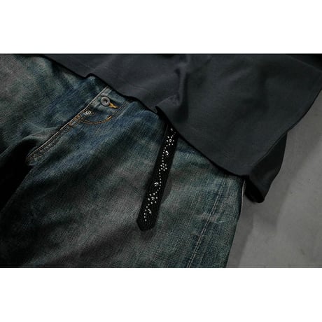 24mm Genuine Leather Narrow Hanging Belt / Flowers and Leaves Design