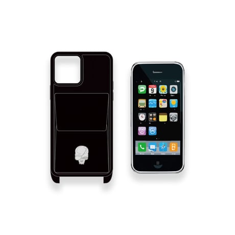 Wallet function Shoulder Hook iPhone Case / Modern Pirtaes Skull Face Spots Design ( 88 Colors )